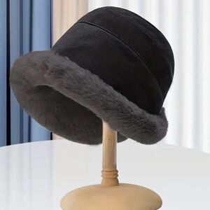 Snow Bunny Women’s Black Faux Fur Trimmed Hat